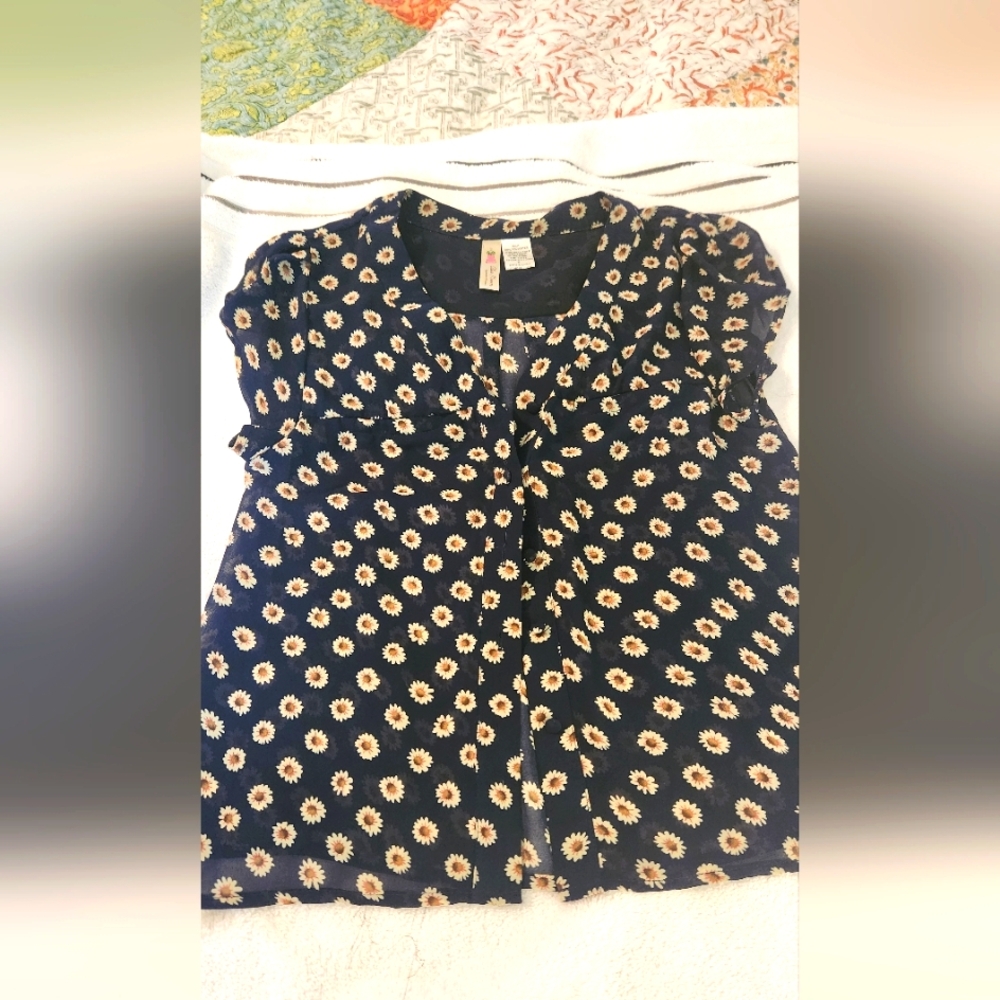 Alice Moon Blue Cream Cap Sleeve Blouse